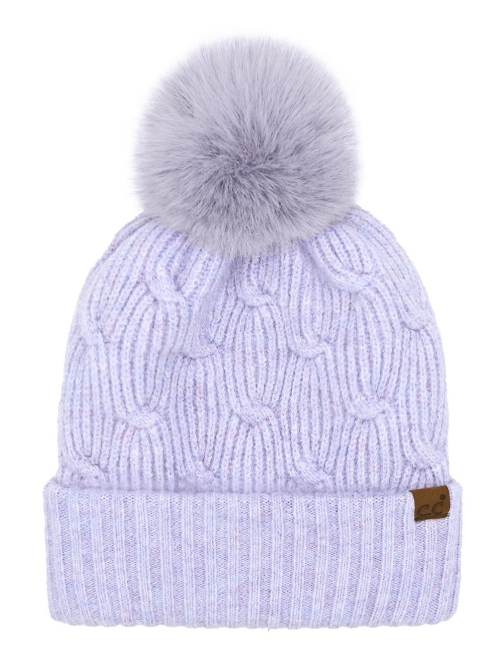 C.C Lavender Chain Linked Knitted Pom Beanie